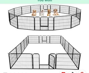 Yaheetech Dog Playpen Outdoor, 24 inch 16 Panels Dog Pen Indoor Heavy Duty Puppy Exercise Pen Metal Pet Fence for RV Camping/Yard/Garden