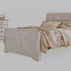 White Queen size Headboard/frame/ nightstand/dresser