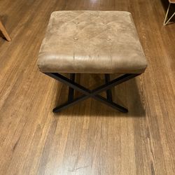 Brown Faux Leather Ottoman Footstool