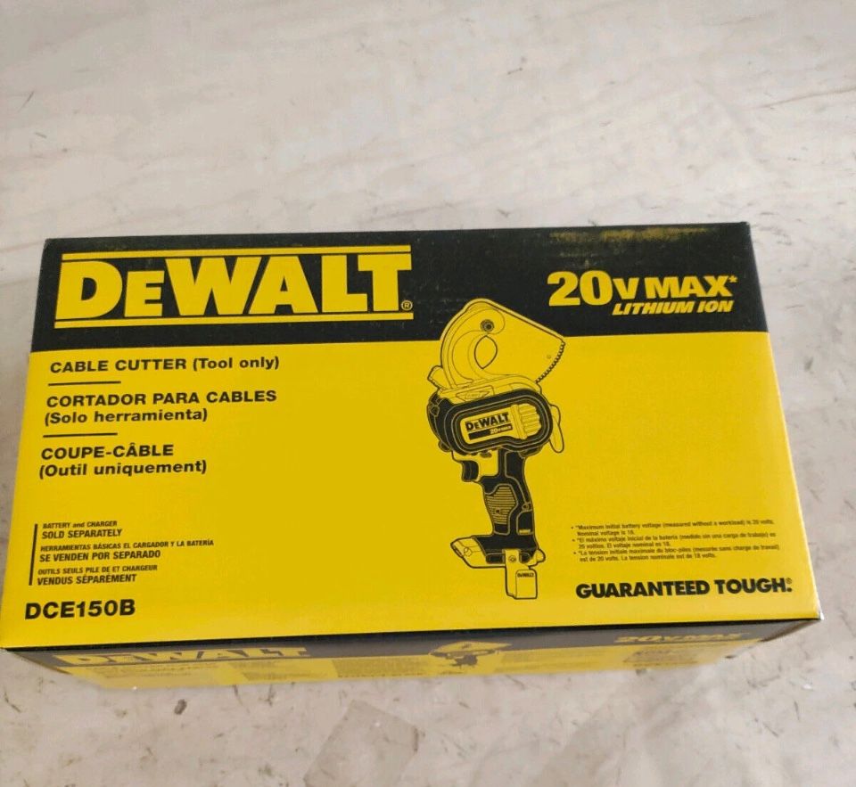 New DeWalt DCE150B 20 Volt Max Cordless Li-Ion Cable Cutting Tool Only