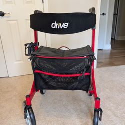 (6,770)
Drive Medical RTL10266 Nitro Euro-Style 4-Wheel Rollator Walker With Seat, Red