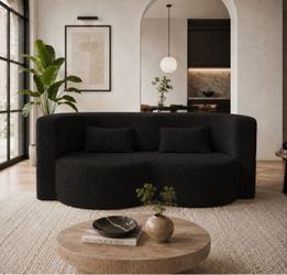 Boneless 78.35" Modern 2-In-1 Convertible Curved Loveseat Sofa Bed