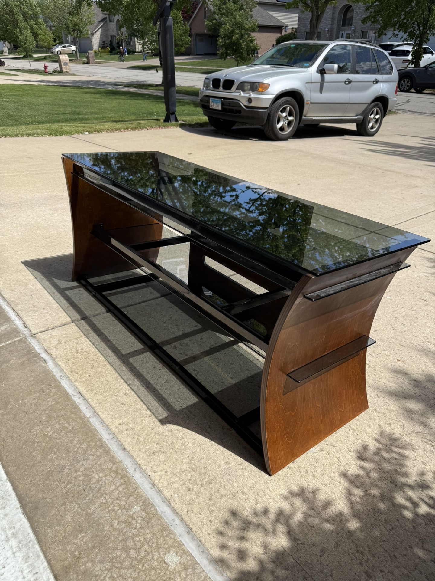 Modern Glass & Wood TV Stand / Media Console