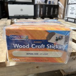Creativity Street Wood Crafts Jumbo Craft Sticks, 6" x 3/4" x 2mm, Natural, Box Of 500