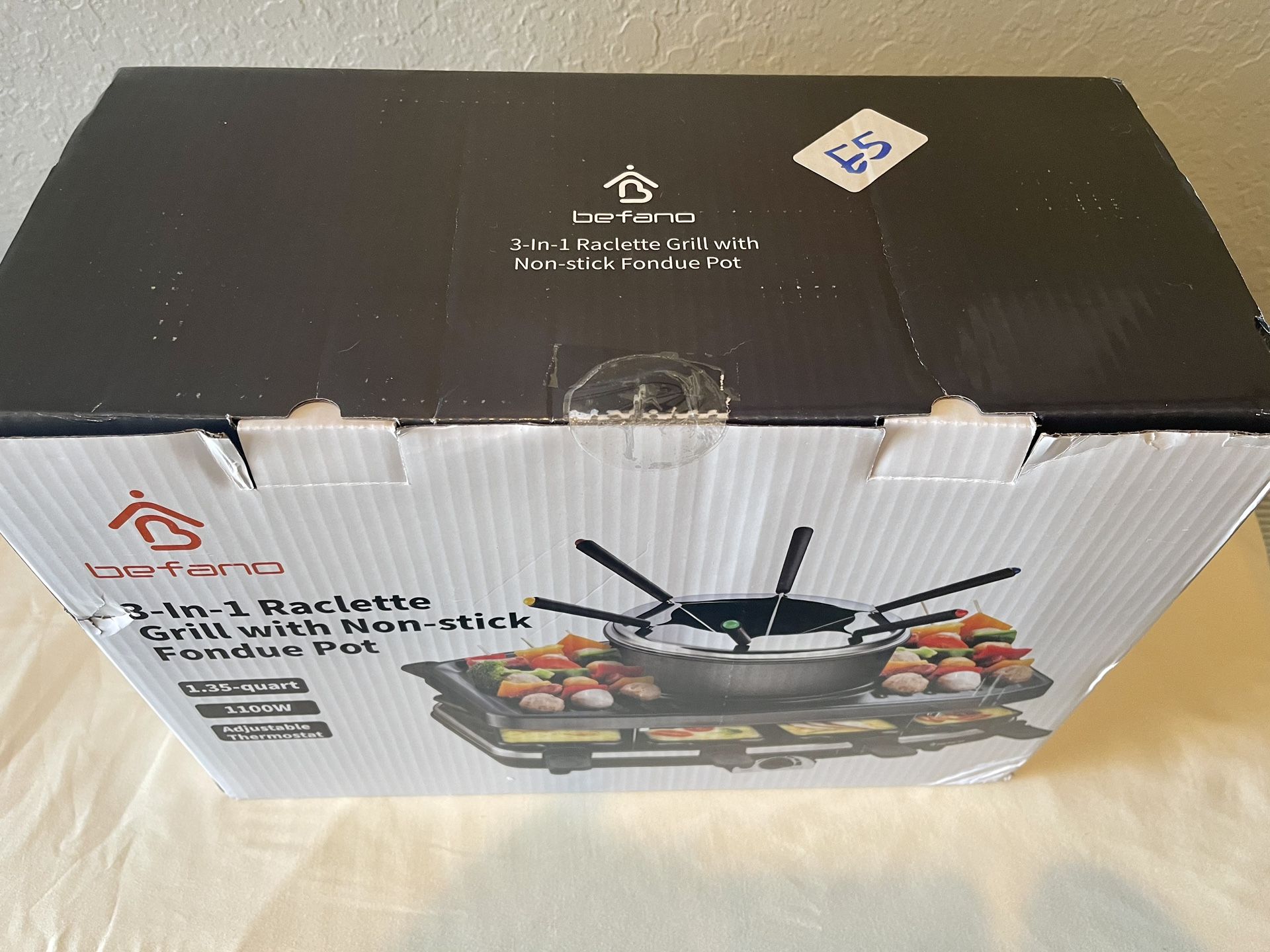 Befano Electric Raclette BBQ Grill with Fondue Pot