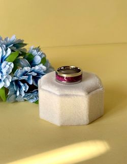 Pink Stainless Steel Ring, Size 7