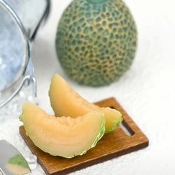 Miniature Dollhouse Cantaloupe And Cutting Board 