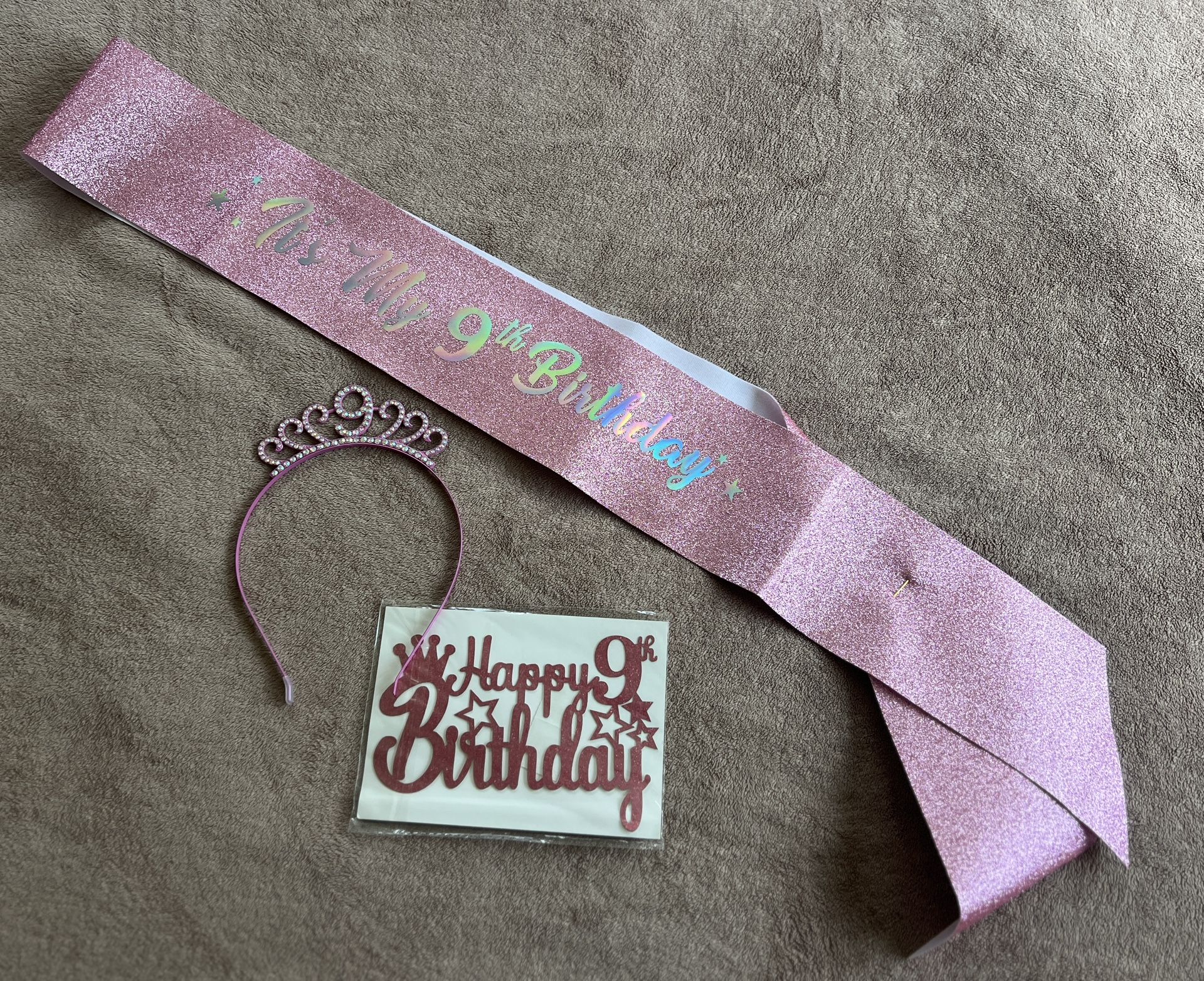 9 Year old Girl Birthday Sash & Headband