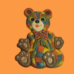 Vintage 70's Patchwork Teddy Wall Decor