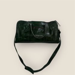 Handmade Green Leather Duffle Bag