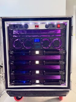 4x Admark 2 channel Power Amplifier with Rack + extras