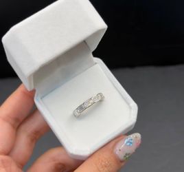 4.8cttw Moissanite east west emerald cut eternity band 5,6,7,8