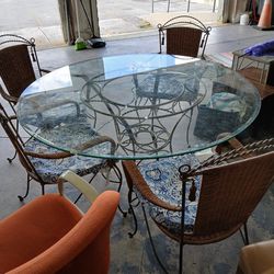 Four chair glass table