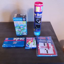 Picture Puzzle,Glow Bracelets,Skip Bo,Phase 10 & Crossword Puzzle Book