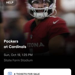 Arizona Cardinals Vs Green Bay Packers 4 Seats