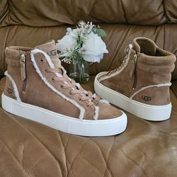 Women's UGG Brown Suede Designer Midtop Sneakers Size 10
