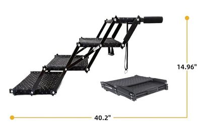 Dog Stairs 4 Steps Foldable Dog Ramp with Non-Slip Surface, Portable Dog Steps for Cars, Sedan, Compact SUV, Supports up to 250 lbs