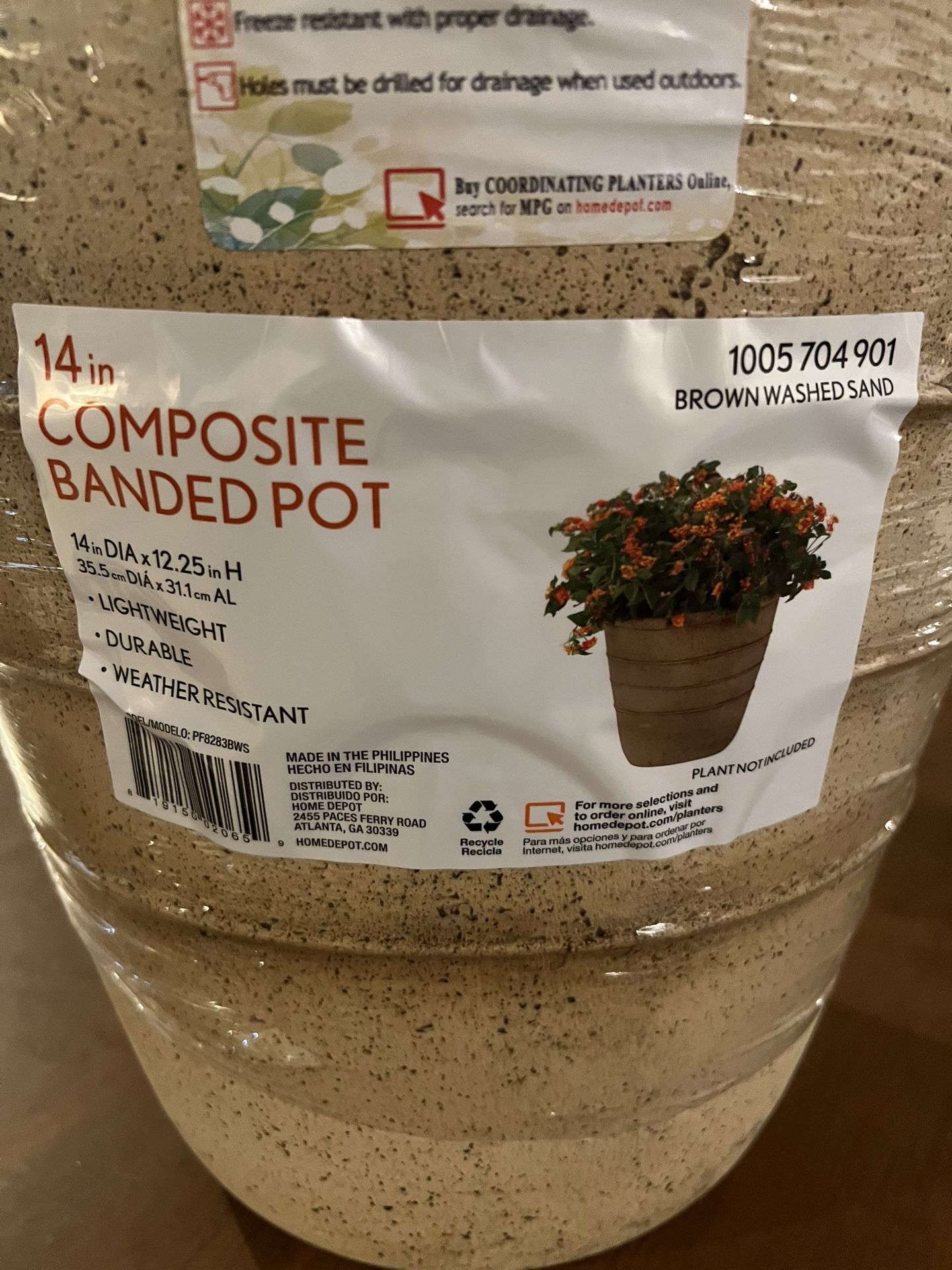 14” Composite Flower Pot, NEW 