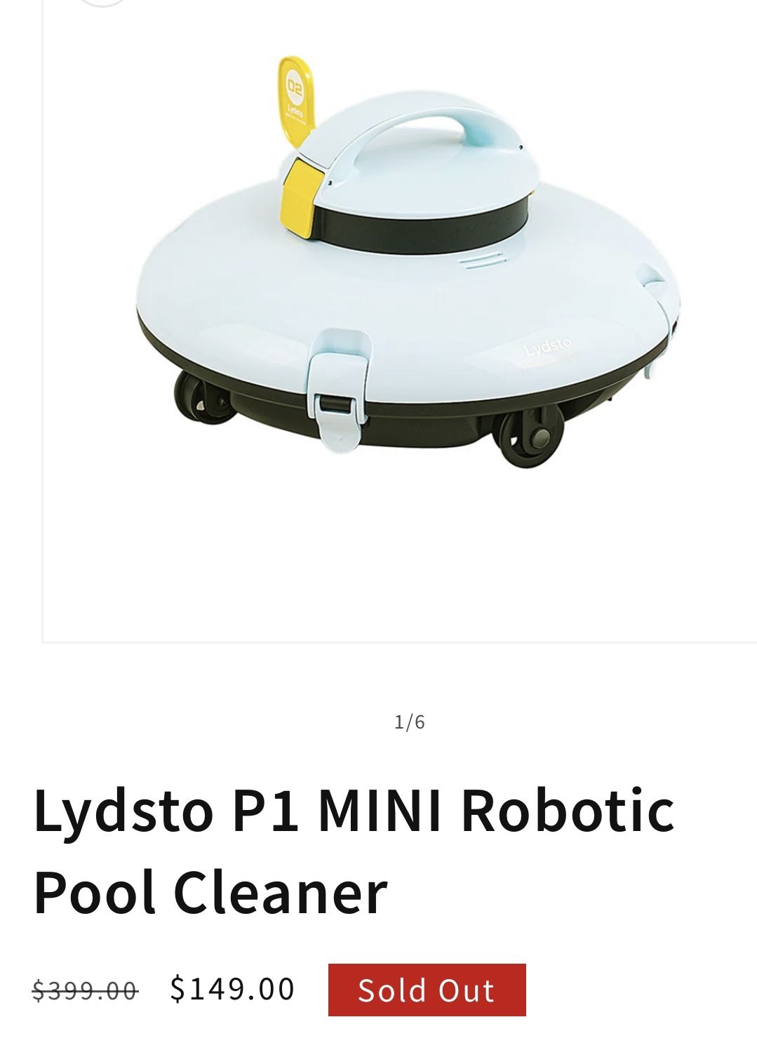 Lydsto P1 Mini Pro Robotic Pool Cleaner Front/Rear Scraper 60 Mins Ext Work Time New In Box