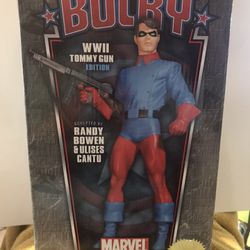 Marvel Painted Statue By Bowen Designs , Scu By Randy Bowen, Stands Over 12 Inches Tall, This Is The WWll Tommy Gun Version, Faux Bronze Version 