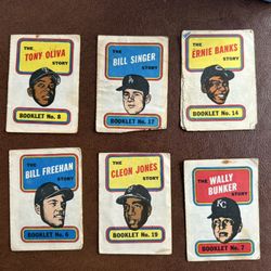 Lot of (6) 1970 TOPPS Story Booklets MLB Baseball Hall Of Famer Ernie Banks, Tony Oliva