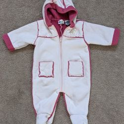 Baby Girls Pink Baby Bunting Fleece Snow Suit 3-6  Months