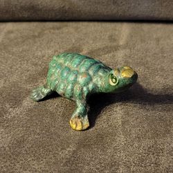 Rare Vintage Bronze Turtle Statue Sculpture 2" L Home Office Desk Natural Patina