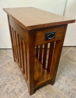 Mission Style Wooden Side Table with Drawer