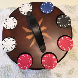 Solid wood poker chip holder with handle