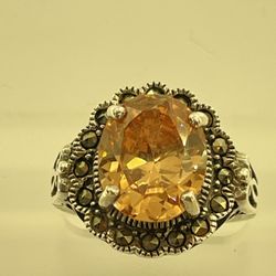Citrine black containment oxidized ring