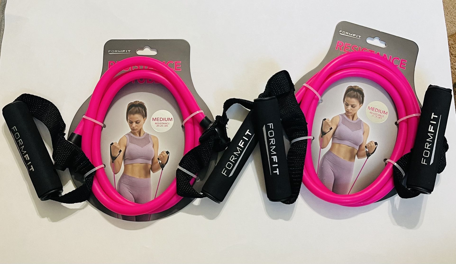 2 Formfit Resistance Tube Band Pink Medium Resistance 20-25 Pounds New