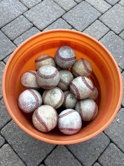 Bucket of 50 used standard baseballs
