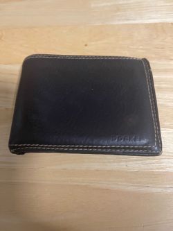 Dockers Mens Dark Brown Genuine Leather Bifold Wallet-ID Window, Beige Stitching