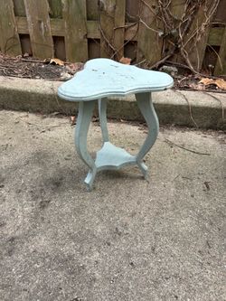 Rustic Wooden Plant Stand / Small Accent Table - Light Blue