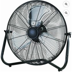 Mainstays 20" 3-Speed High Velocity Tiltable Black Steel Floor Fan