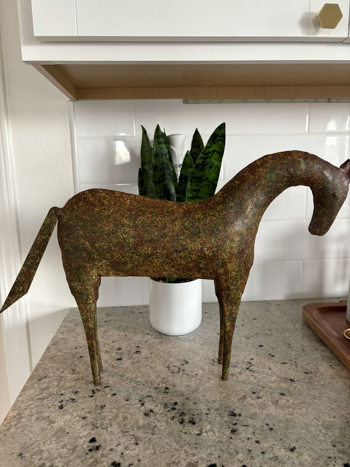 Metal Speckled Horse Statue 