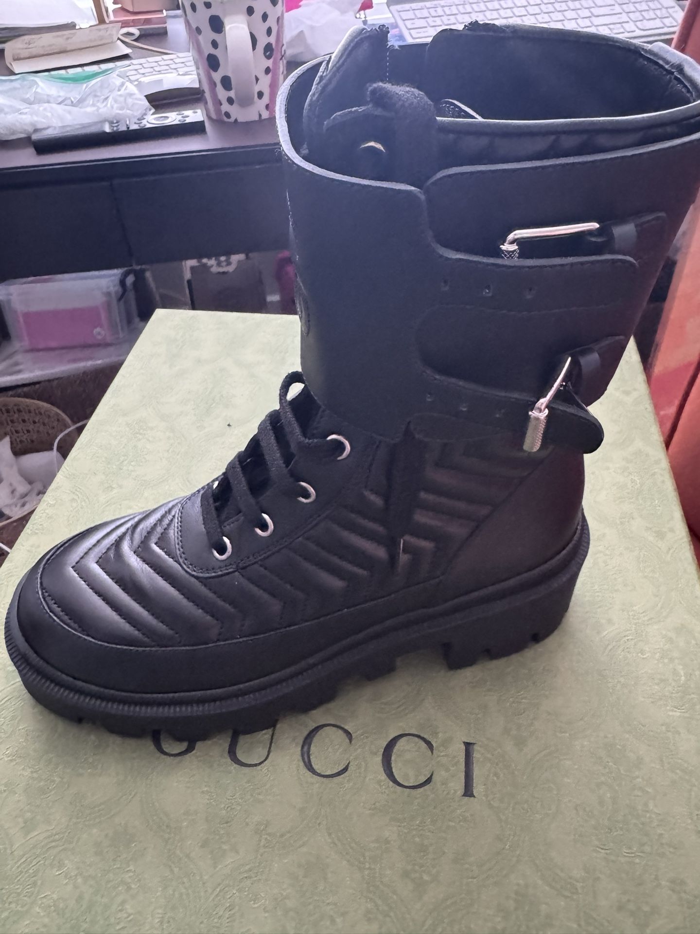 Gucci Interlocking G Combat Boots Women Size 36/6