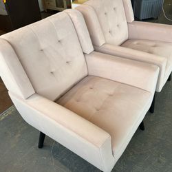 🔥Set of 2🔥Velvet material ergonomic armchair, used in living room, bedroom chair, home chair, black legs(Pink)  💰230$