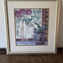 Picture of potted orchid in double mat gold frame 30x32 Larger Pic