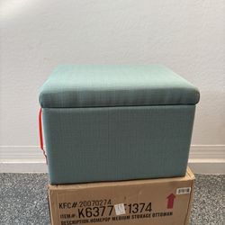 65 Dlls 🦋Storage Ottoman  In Teal Brand New in Box             18”H x 18"D x 22”W