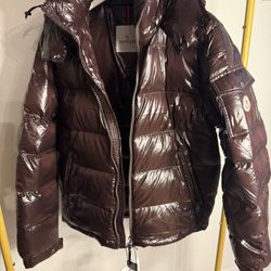 Moncler High-Gloss Quilted Puffer Jacket (Brown)