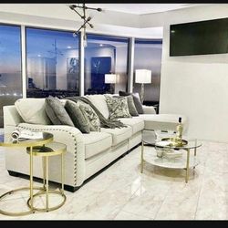 Off White L Shape 5 Piece Large Couch Sectional / Living Room Set 👈 In Stock 💥 Brand New👌e 