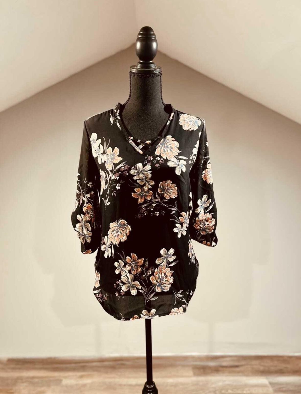 Small Black Floral Top