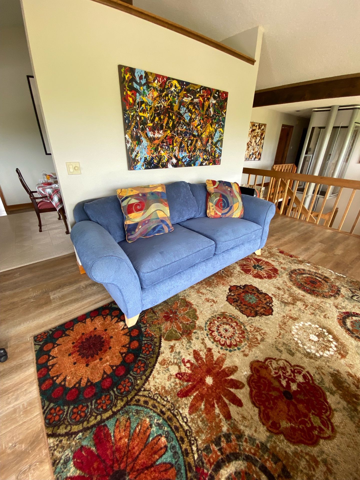 Red and blue sofa set!!