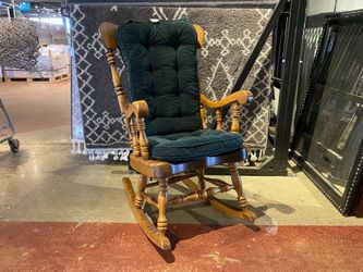 Thick Classic Wood Frame Rocking Chair w/ Cushions