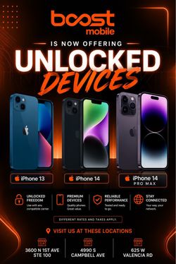 Unlock devices at Boostmobile 12th and Valencia iPhones and androids for any carriers
