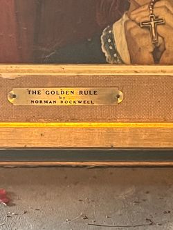 Vintage Norman Rockwell "The Golden Rule" Framed Print Illinois Moulding JC Penney