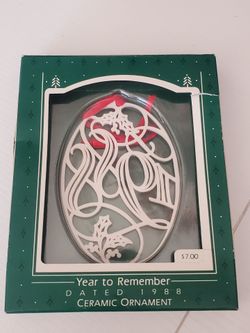 Vintage Hallmark Year To Remember and Old Fashioned Wreath Ornaments