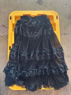 Black lace long skirt