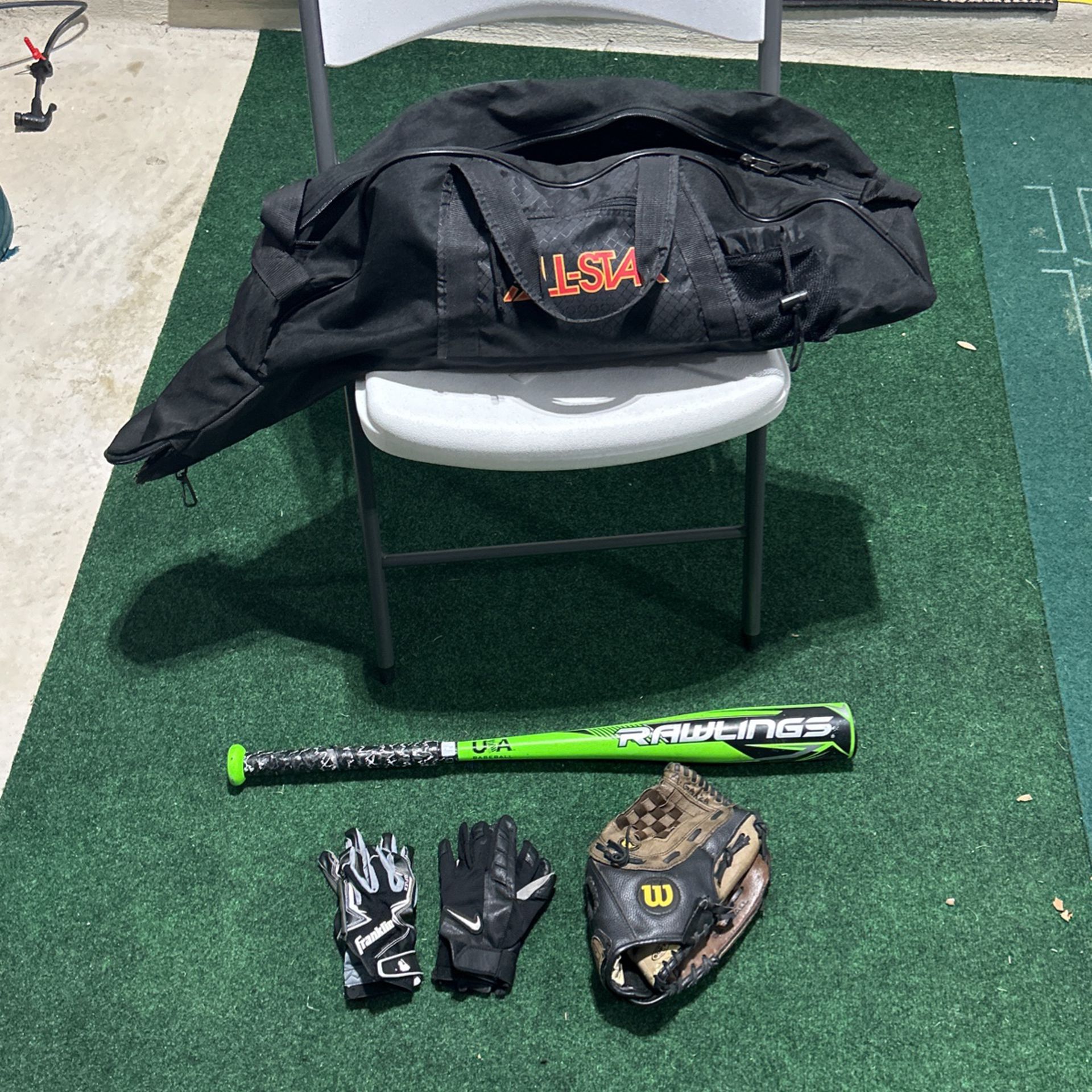 Youth Baseball Bag and Equipment 